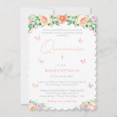 Invitation Papillons floraux de fille Quinceañera (Devant)