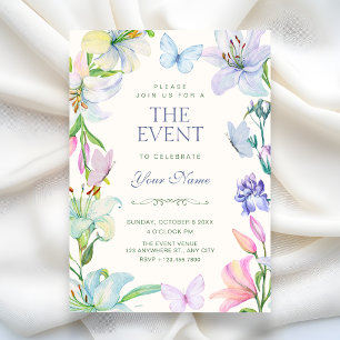 Invitation Papillons floraux esthétiques