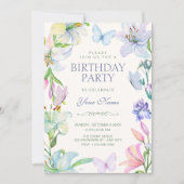 Invitation Papillons floraux esthétiques anniversaire (Devant)