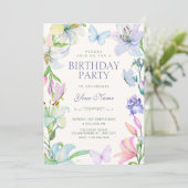 Invitation Papillons floraux esthétiques anniversaire (Debout devant)