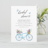 Invitation Papillons floraux Fête des mariées bleue (Debout devant)