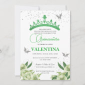 Invitation Papillons floraux modernes Sage Green Quinceañera (Devant)