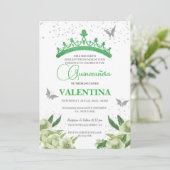 Invitation Papillons floraux modernes Sage Green Quinceañera (Debout devant)