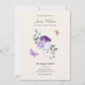 Invitation Papillons floraux pourpres (Devant)