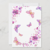 Invitation Papillons floraux pourpres Baby Birthday Invitatio (Dos)