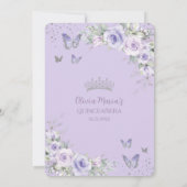 Invitation Papillons floraux pourpres de lavande Quinceañera (Dos)
