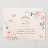 Invitation Papillons floraux rose pâle Cincoañera Photo (Dos)