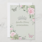 Invitation Papillons floraux rose Sage Quinceanera (Dos)