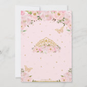 Invitation Papillons floraux roses Princess Tiara Baby shower (Dos)