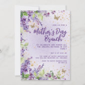 Invitation Papillons floraux violets Fête des Mères d'or (Devant)