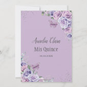 Invitation Papillons floraux violets Lilac Quinceanera en arg (Dos)