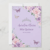 Invitation Papillons floraux violets Lilac rose Quinceañera (Dos)