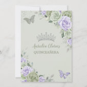 Invitation Papillons floraux violets Sage Quinceanera (Dos)