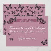 Invitation Papillons Fuchsia Enregistrez la Date (Devant / Derrière)