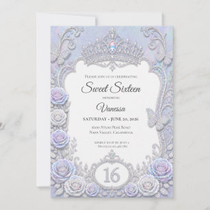 Invitation Papillons iridescents élégants Sweet 16
