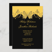 Invitation Papillons Jaune Noir Or Mariage Après (Devant / Derrière)