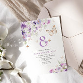 Invitation Papillons Lilac Violet 8e anniversaire
