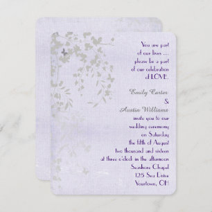 Invitation Papillons Mariages en argent et violet