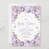 Invitation Papillons modernes Baby shower pourpre (Devant)