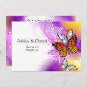 Invitation Papillons Monarque sur Arrière - plan pourpre (Devant / Derrière)