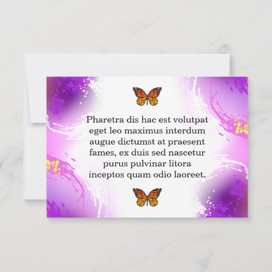 Invitation Papillons Monarque sur Arrière - plan pourpre (Dos)