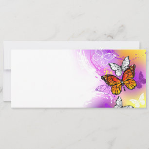 Invitation Papillons monarques sur fond violet