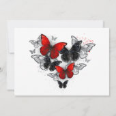 Invitation Papillons Morpho et Monarque rouges et noirs (Dos)