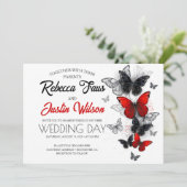 Invitation Papillons Morpho et Monarques rouges et noirs (Debout devant)