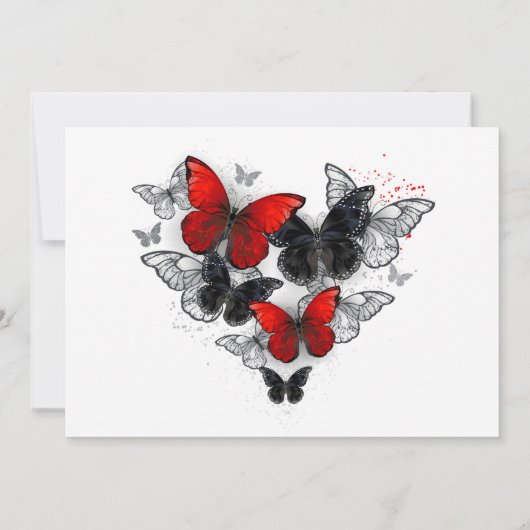 Invitation Papillons Morpho et Monarques rouges et noirs (Dos)