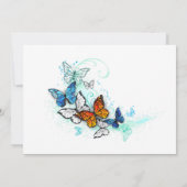 Invitation Papillons Morpho Monarch Bleu et Orange (Dos)