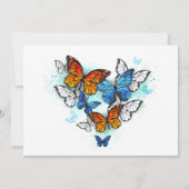 Invitation Papillons Morpho Monarch Bleu et Orange (Dos)