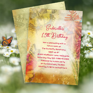 Invitation Papillons Nature Thème Anniversaire