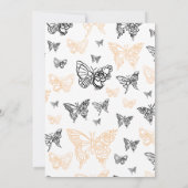 Invitation Papillons noirs et dorés Fête de mariage blanc (Dos)
