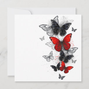 Invitation Papillons noirs et rouges volants