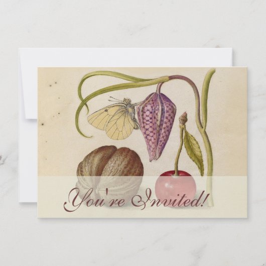 Invitation Papillons noix Fleur Cerisier Aquarelle Art (Devant)