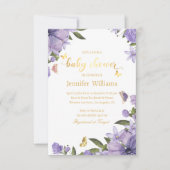 Invitation papillons or violet baby shower floral (Devant)