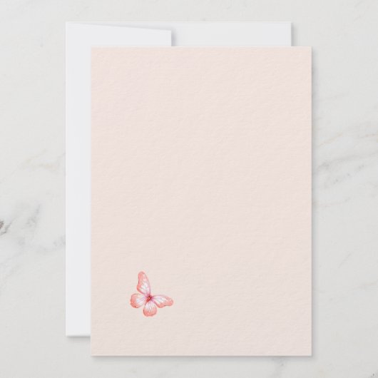 Invitation Papillons pampas herbe rose or luxe mariage (Dos)