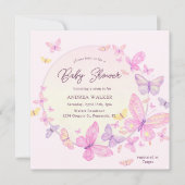 Invitation Papillons Pastel Rose violet Baby shower élégant (Devant)