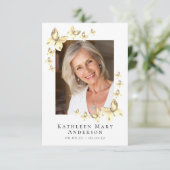 Invitation Papillons Photo Funeral Memorial Prayer Card (Debout devant)