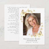 Invitation Papillons Photo Funeral Memorial Prayer Card (Devant / Derrière)