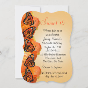 Invitation papillons pour les 16 ans douce