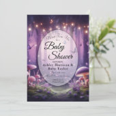 Invitation Papillons pourpres Baby shower Ciel Starlit (Debout devant)