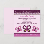 Invitation Papillons pourpres et Baby shower de flux Invitati (Devant / Derrière)