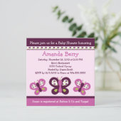 Invitation Papillons pourpres et Baby shower de flux Invitati (Debout devant)