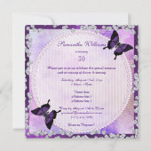 Invitation Papillons pourpres et diamants 30e anniversaire (Dos)
