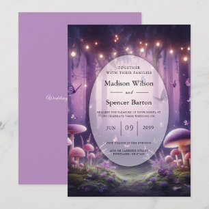 Invitation Papillons pourpres et Mariage Ciel Starlit