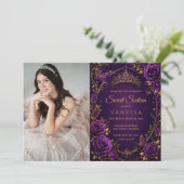 Invitation Papillons princesse Photo violet doux 16 (Debout devant)