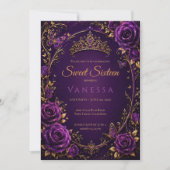Invitation Papillons princesse violet 16 ans (Devant)
