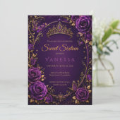Invitation Papillons princesse violet 16 ans (Debout devant)