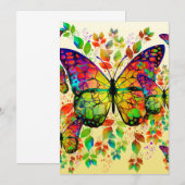 INVITATION PAPILLONS PRINTANIERS NATURE COLORÉE (Devant / Derrière)